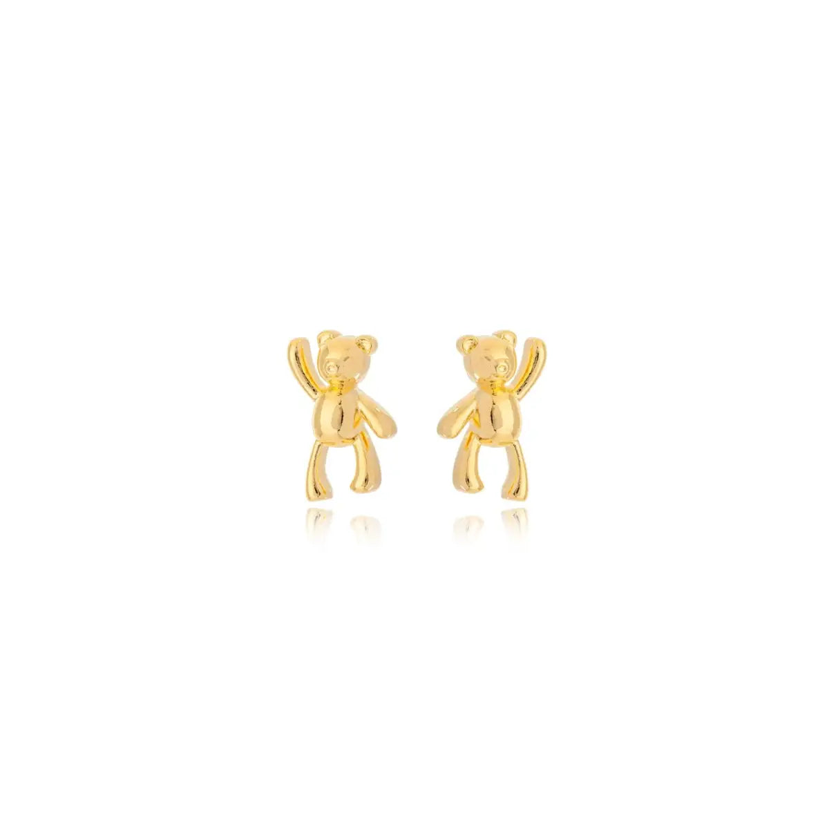 Brinco Liso Ursinho Minimalista Pequeno Banhado em Ouro 18K