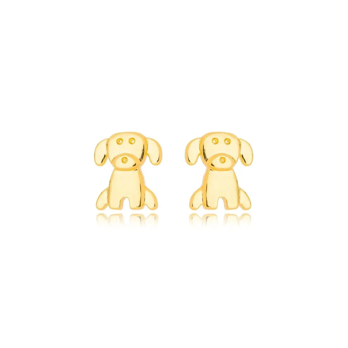 Brinco Cachorro Pequeno Delicado Banhado em Ouro 18K