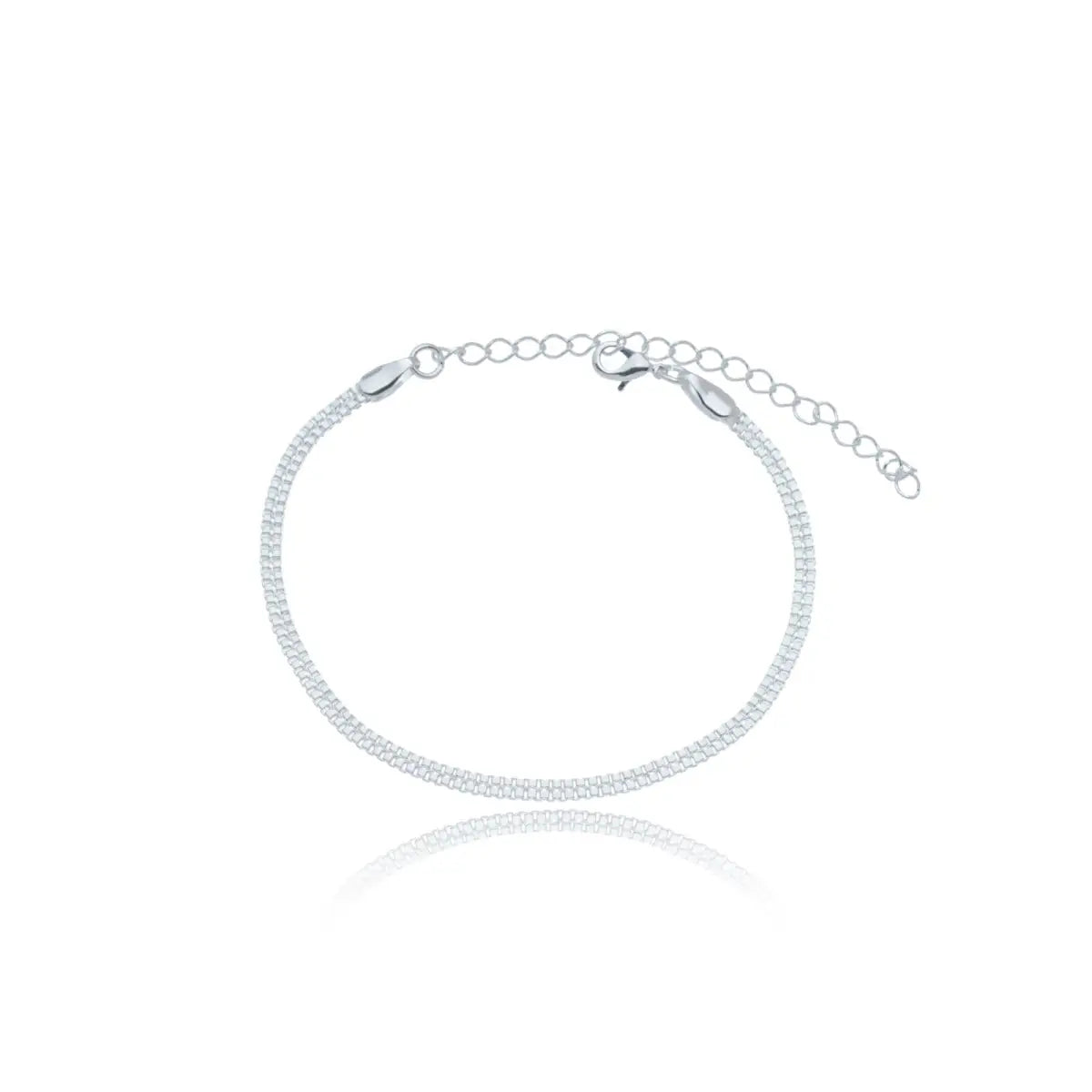 Pulseira Malha Veneziana com Detalhes Finos em Prata 925