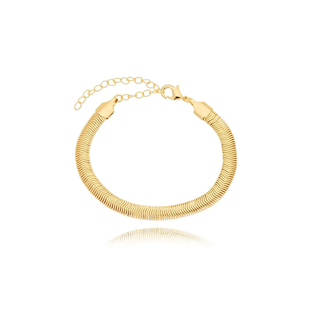 Pulseira Malha Roliça Detalhada Clássica Banhada em Ouro 18K