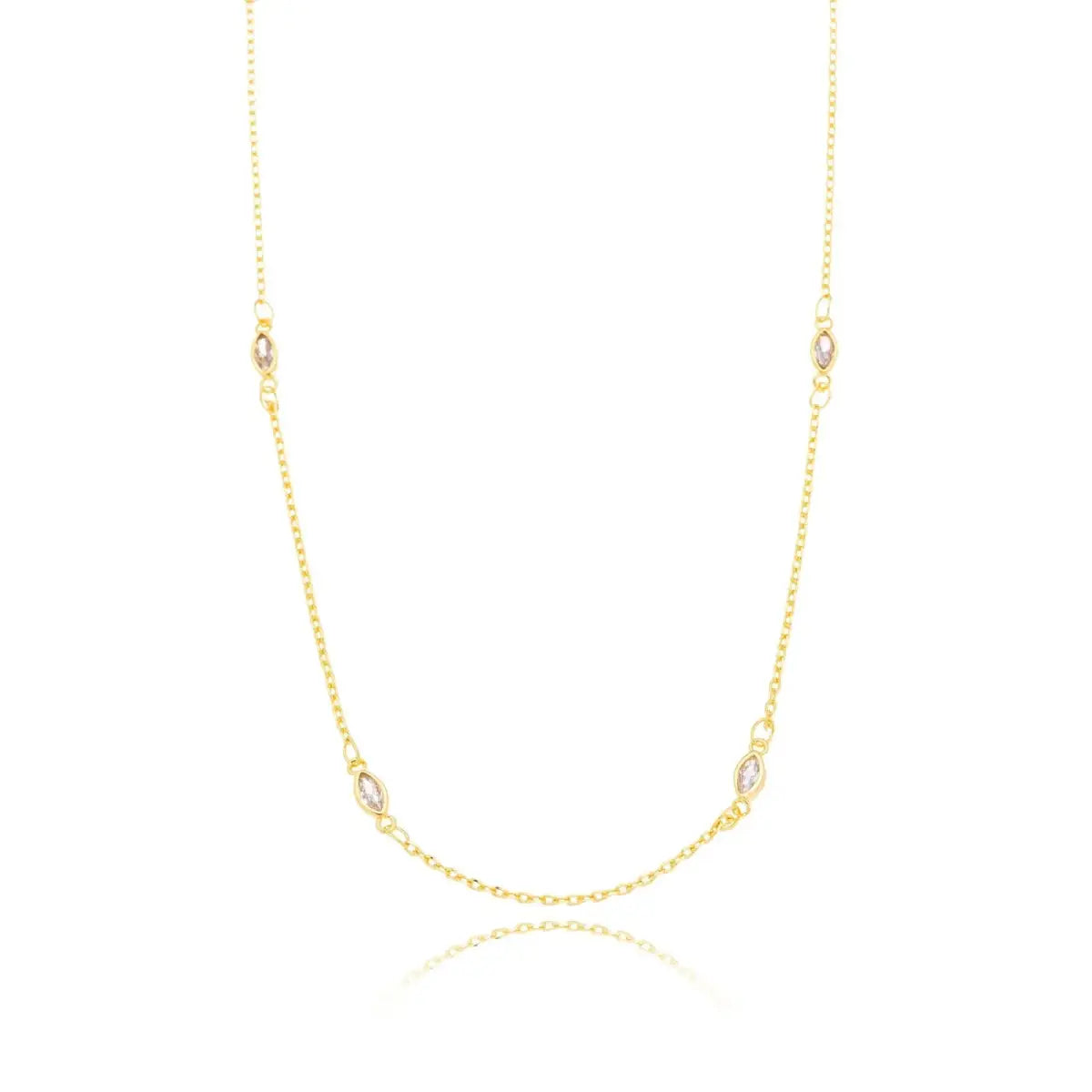 Colar Choker Pontos Zircônias Pequenas Banhado em Ouro 18K