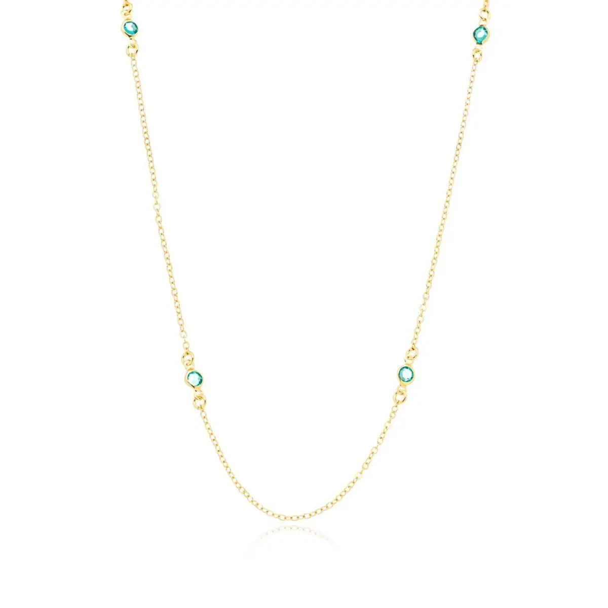 Colar Pontos Zircônias Azuis Pequenas Banhado em Ouro 18K