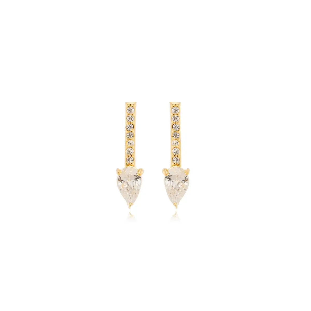 Brinco Gota Pedra Zircônia Cor Cristal Banhado em Ouro 18K