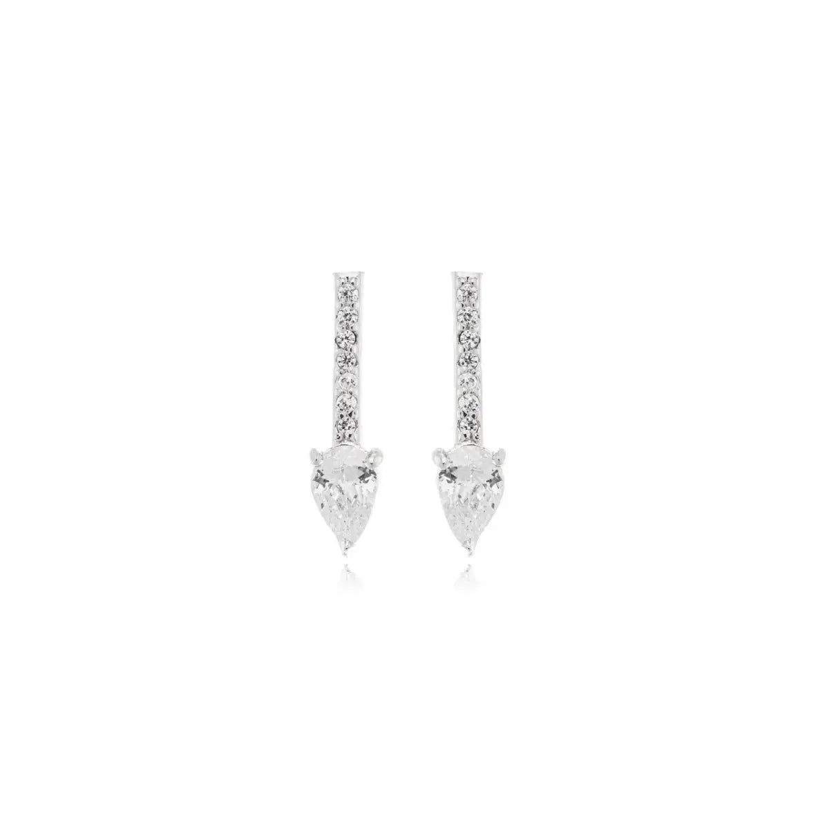 Brinco Gota Pedra Zircônia Cor Cristal Banhado em Prata 925