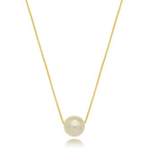Colar Pérola Solitária Estilo Clássico Banhado em Ouro 18K