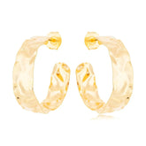 Brinco Argola Martelada Moderno Pequeno Banhado em Ouro 18K