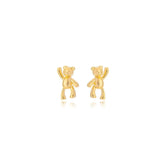 Brinco Liso Ursinho Minimalista Pequeno Banhado em Ouro 18K
