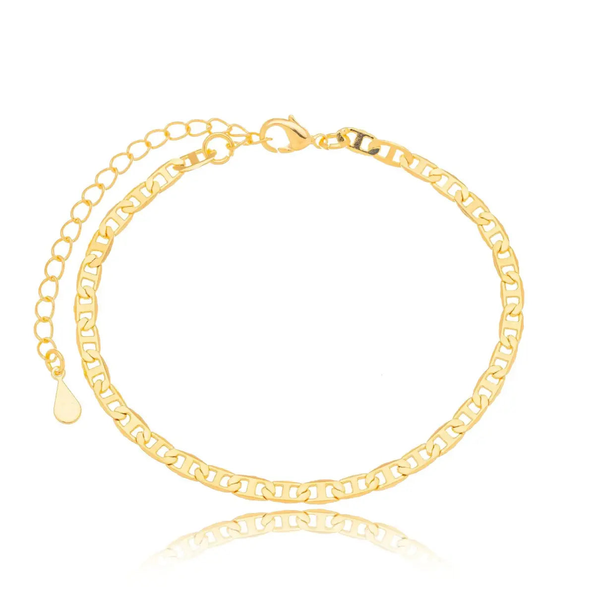 Pulseira Piastrini Elos Groumet Lisa Banhada em Ouro 18K