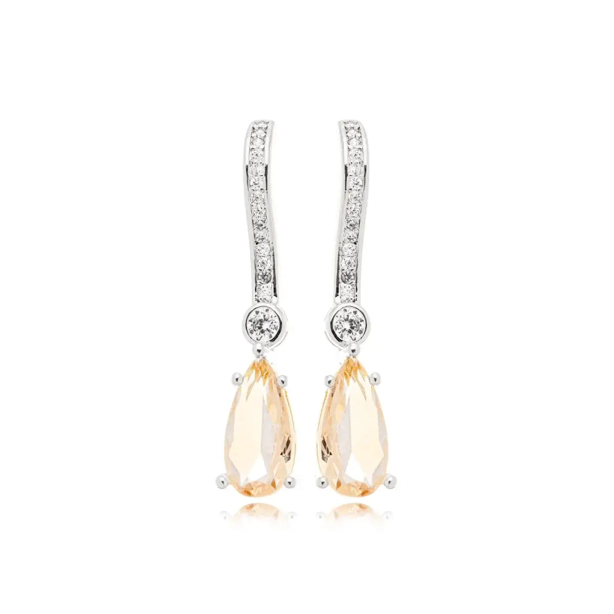 Brinco Gota Pedra Zircônia Rose Médio em Prata 925
