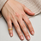 Anel Falange Coração e Pedras Zircônias Banhado a Ouro 18K