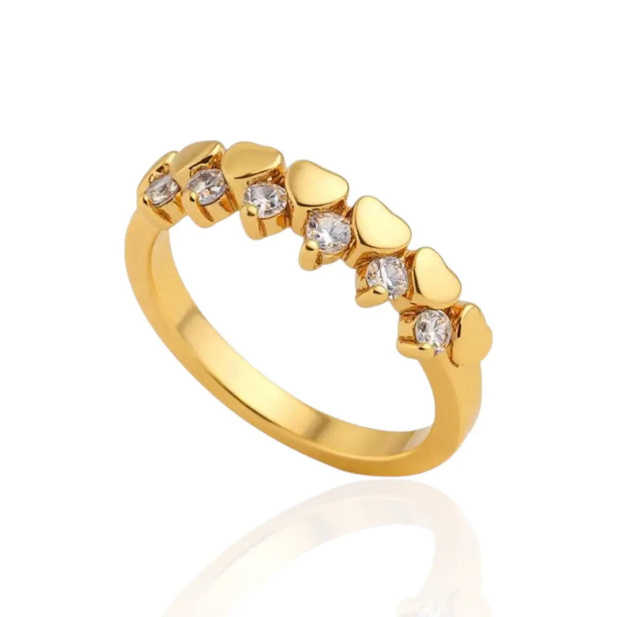 Anel Falange Coração e Pedras Zircônias Banhado a Ouro 18K