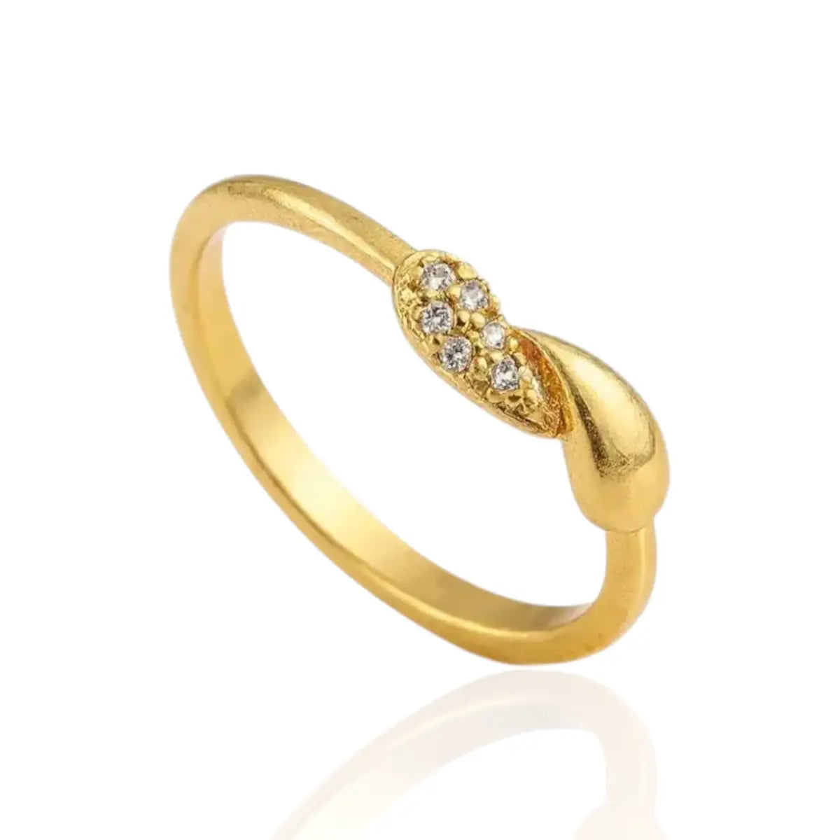 Anel Folhas Pedras Zircônias Cravejado Banhado a Ouro 18K