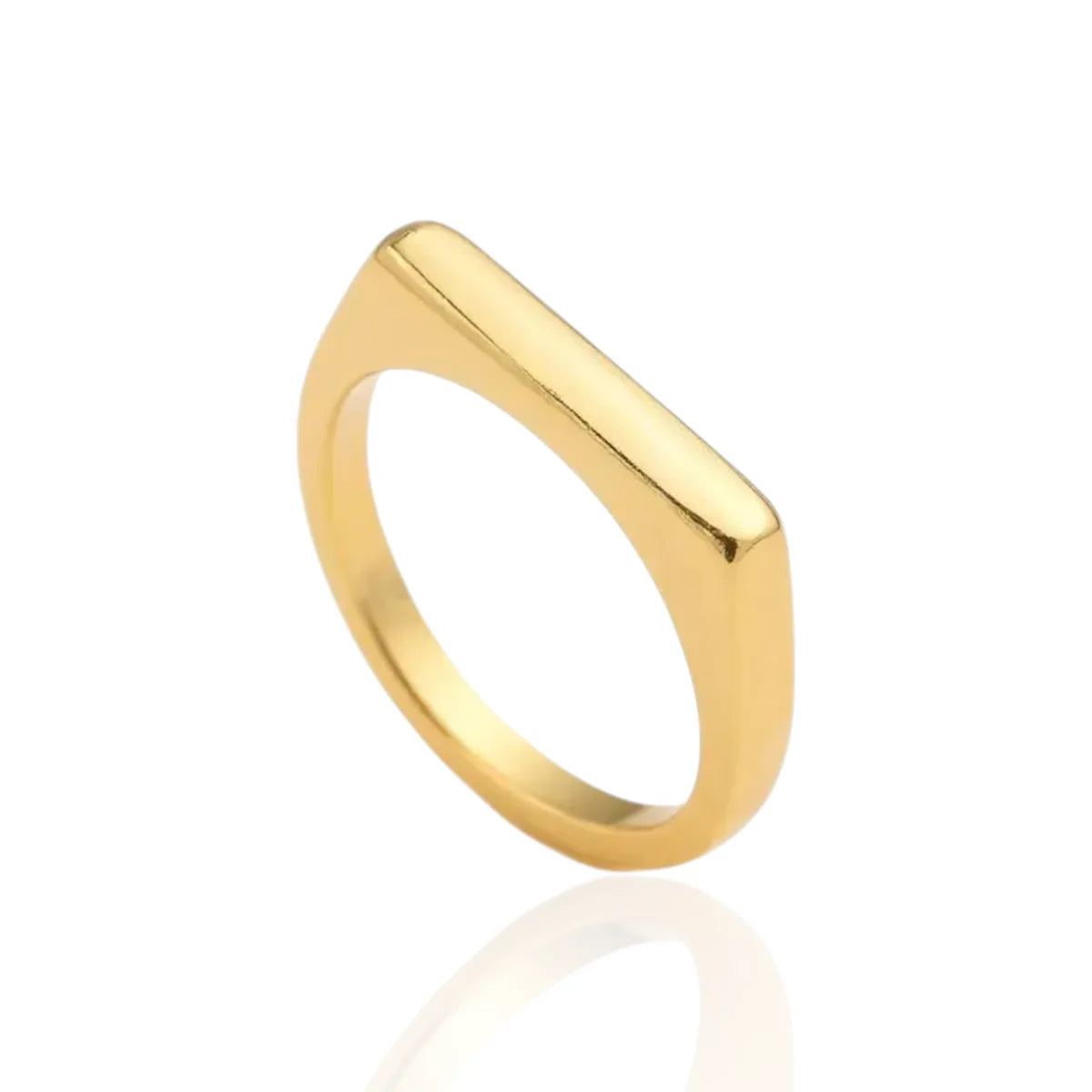 Anel Liso Reto Chapa Minimalista Banhado a Ouro 18K