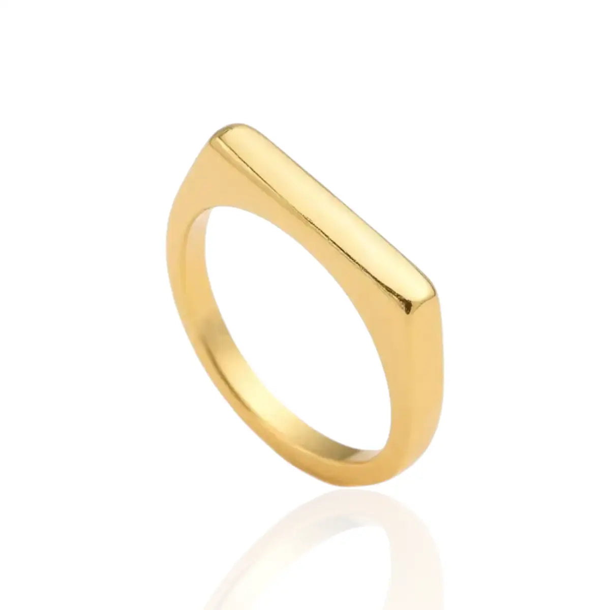 Anel Liso Reto Chapa Minimalista Banhado a Ouro 18K