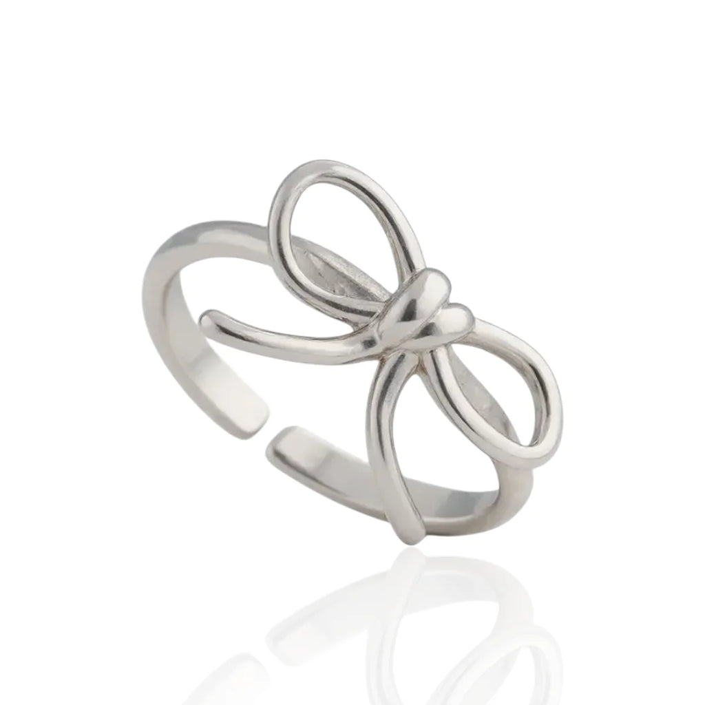 Anel Regulável com Detalhe de Laço Delicado em Prata 925