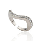 Anel Regulável Ondas Cravejado com Zircônias em Prata 925