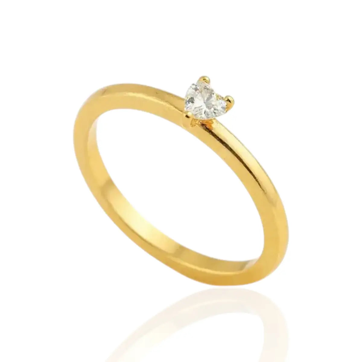 Anel Solitário Clássico Zircônia Coração Banhado a Ouro 18K