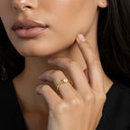 Anel Solitário Clássico Zircônia Redonda Banhado a Ouro 18K