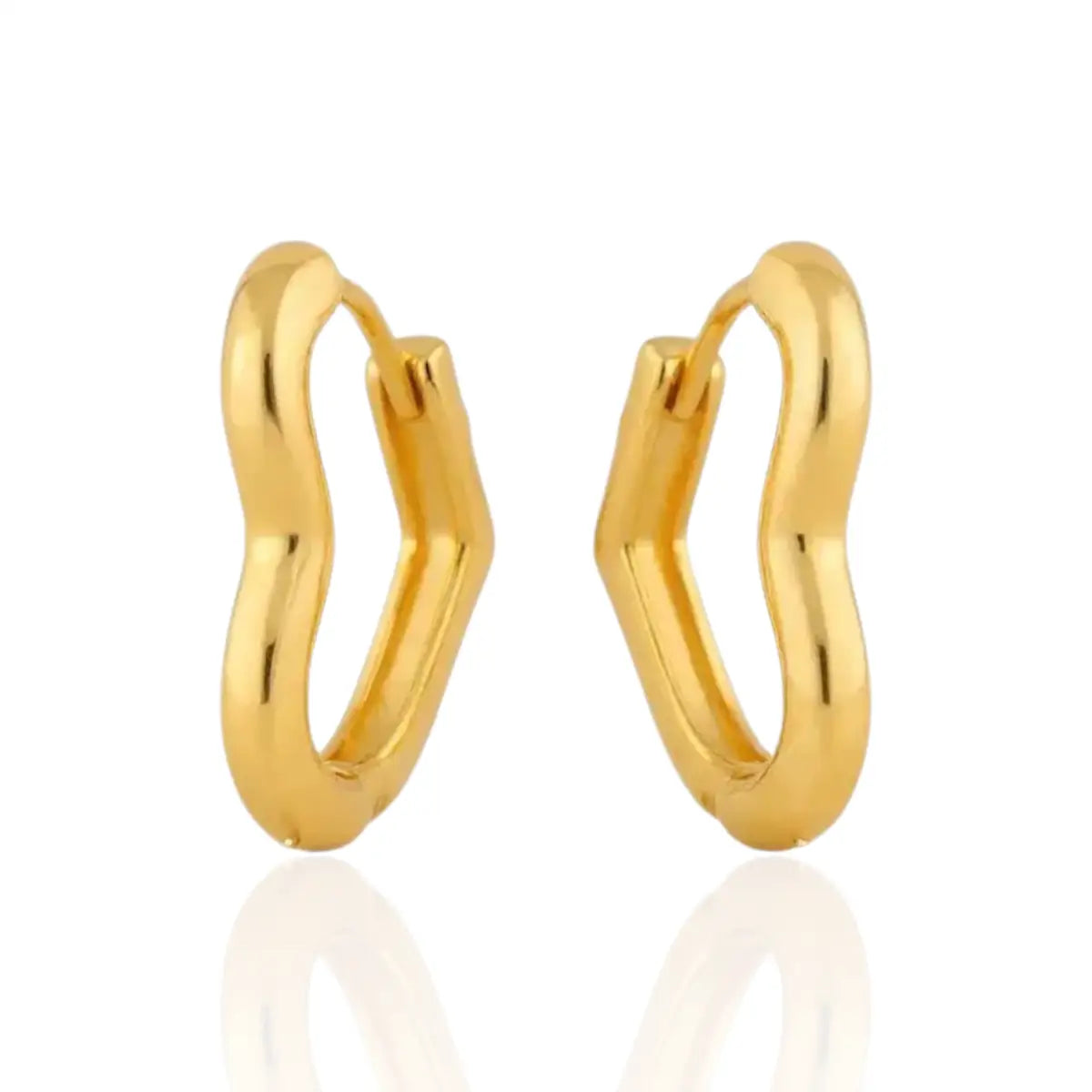 Brinco Argola Coração Moderno Pequeno Banhado a Ouro 18K