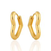 Brinco Argola Coração Moderno Pequeno Banhado a Ouro 18K