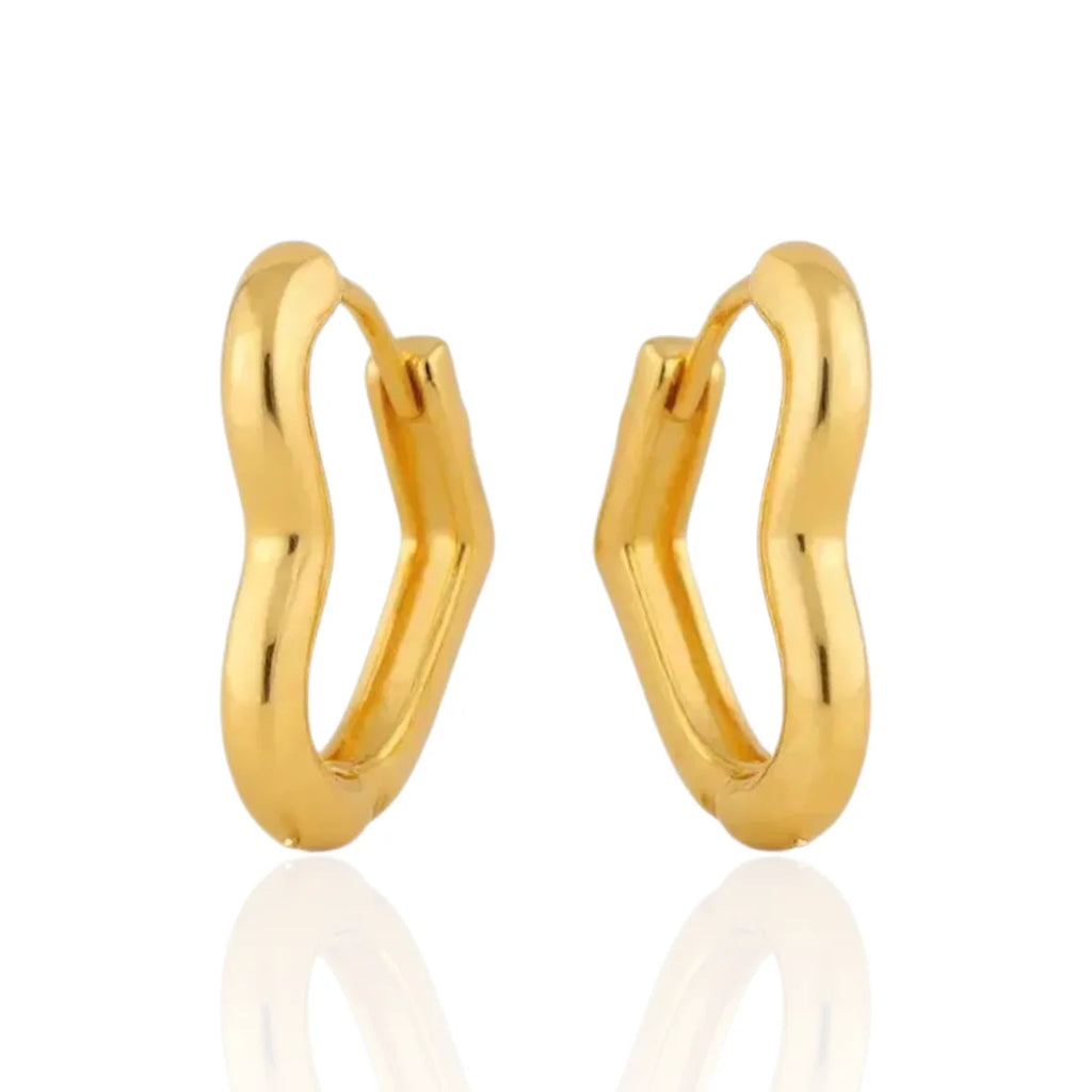 Brinco Argola Coração Moderno Pequeno Banhado a Ouro 18K