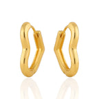 Brinco Argola Coração Moderno Pequeno Banhado a Ouro 18K