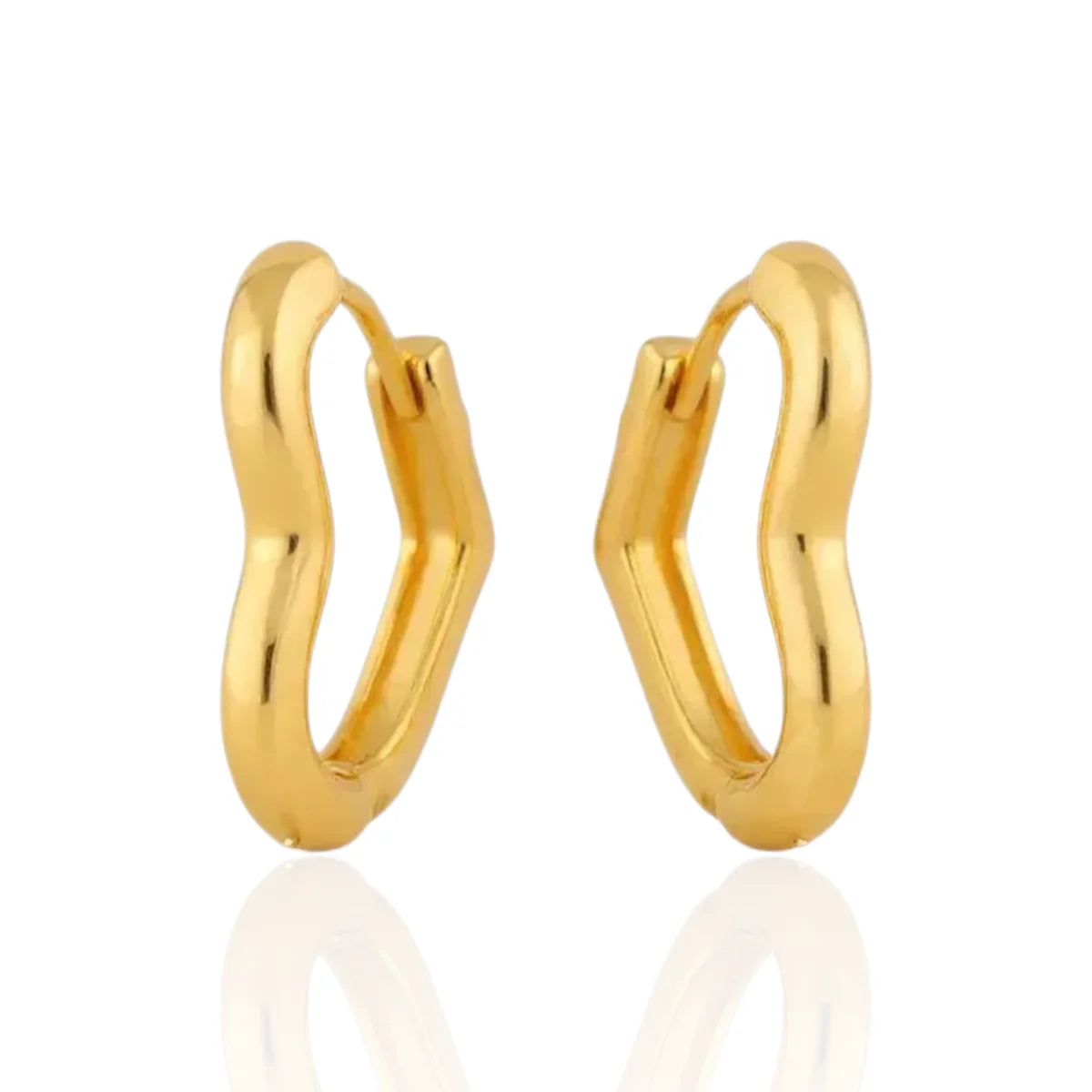 Brinco Argola Coração Moderno Pequeno Banhado a Ouro 18K