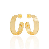 Brinco Argola Martelada Moderno Pequeno Banhado a Ouro 18K