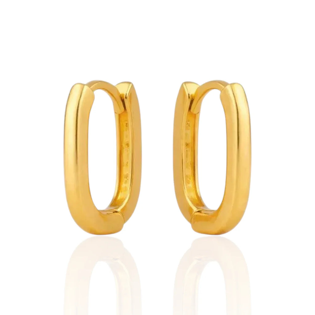 Brinco Argola Retangular Médio Banhado a Ouro 18K