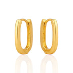 Brinco Argola Retangular Médio Banhado a Ouro 18K