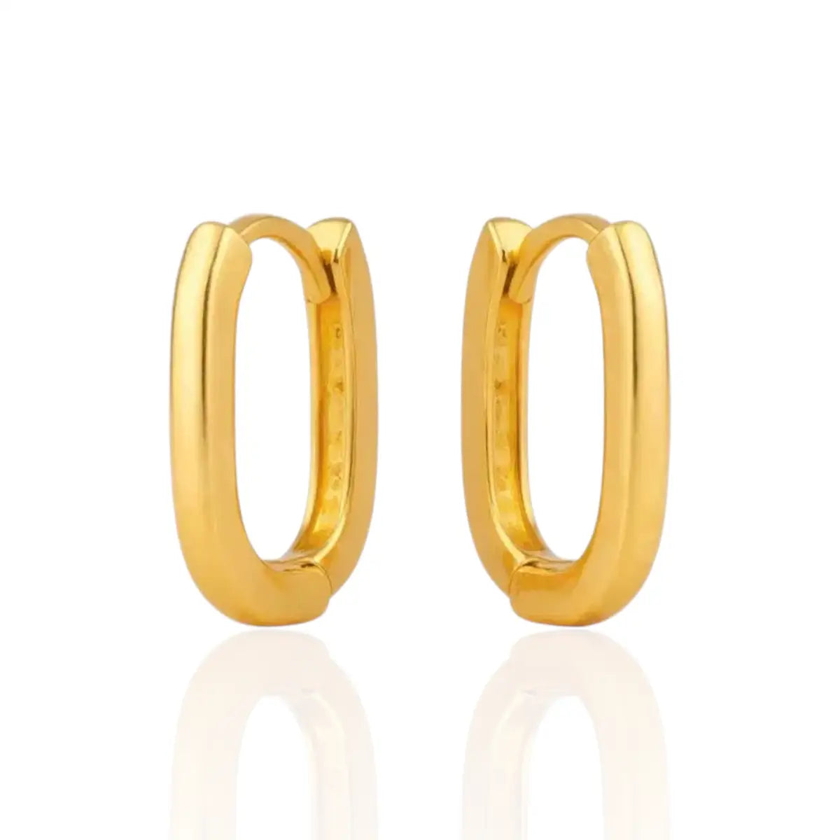 Brinco Argola Retangular Médio Banhado a Ouro 18K