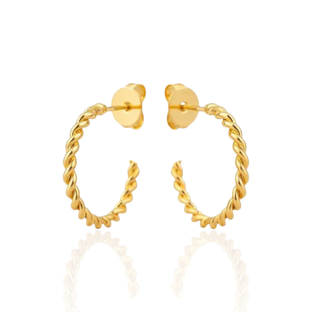 Brinco Argola Torcida Delicada Banhado a Ouro 18K