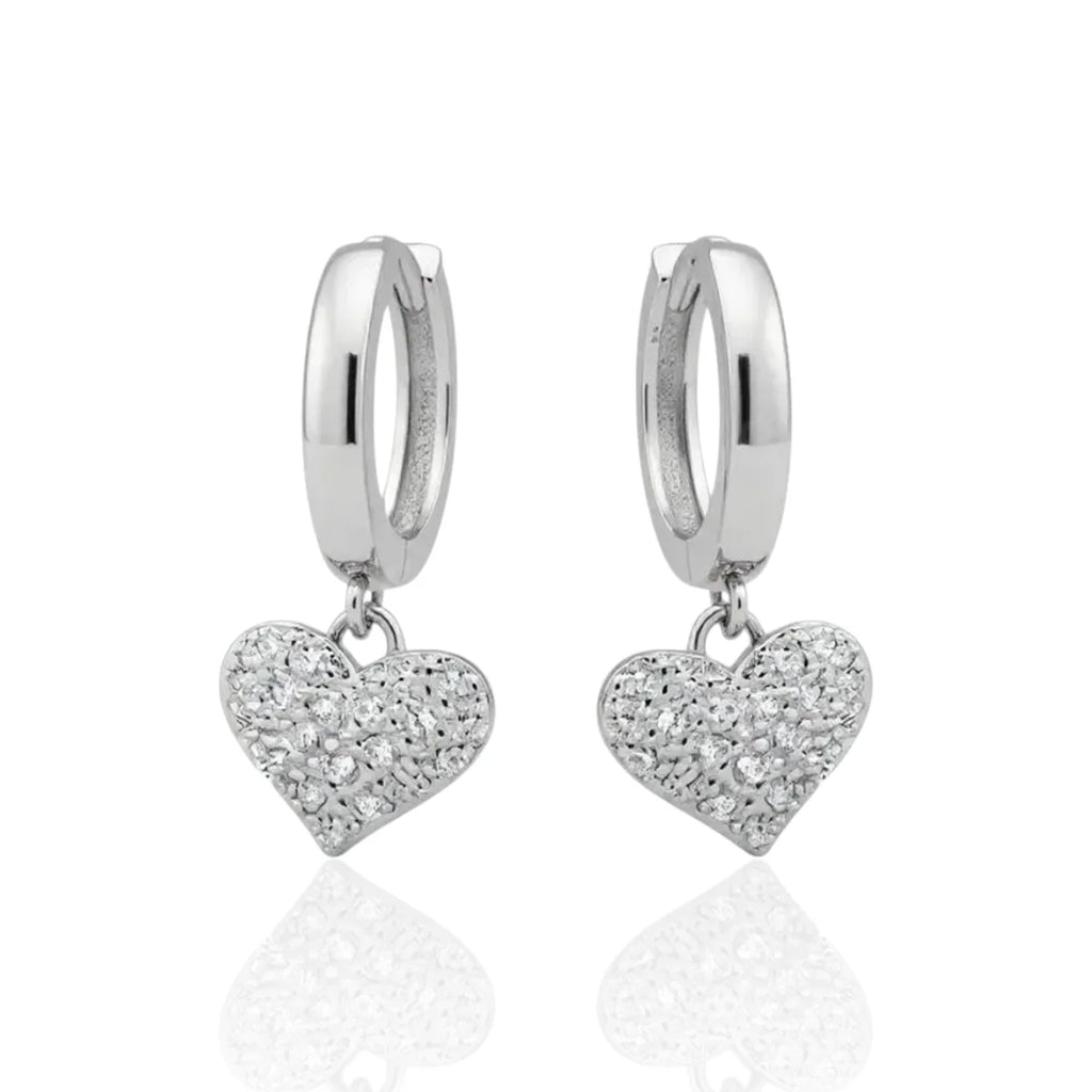 Brinco Argolinha Coração Médio em Prata 925