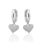 Brinco Argolinha Coração Médio em Prata 925