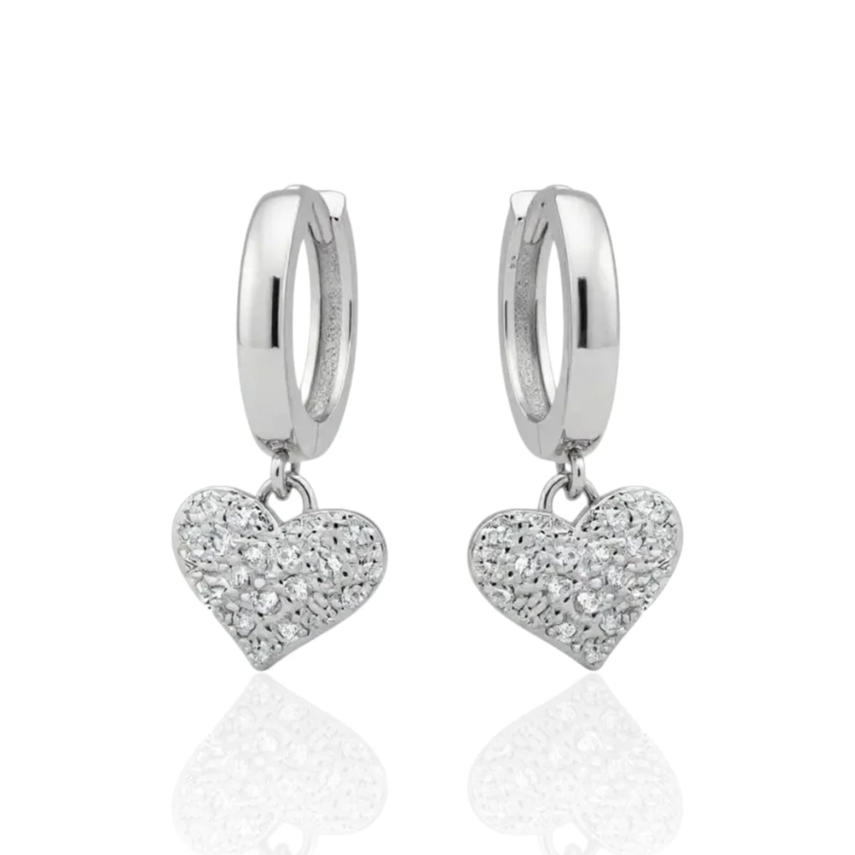 Brinco Argolinha Coração Médio em Prata 925