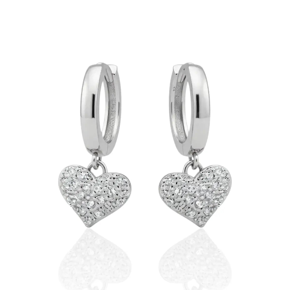 Brinco Argolinha Coração Médio em Prata 925