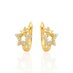 Brinco Argolinha Estrela Dupla Zircônias Banhado a Ouro 18K