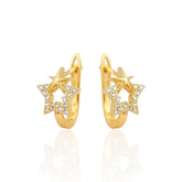 Brinco Argolinha Estrela Dupla Zircônias Banhado a Ouro 18K