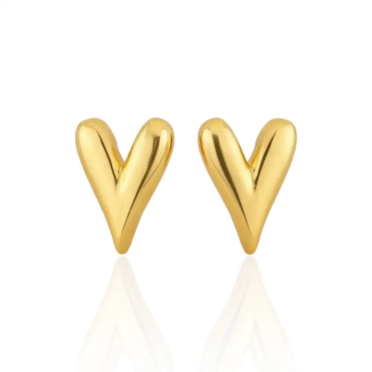 Brinco Coração Orgânico Liso Moderno Banhado a Ouro 18K