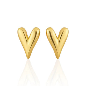 Brinco Coração Orgânico Liso Moderno Banhado a Ouro 18K