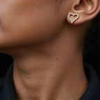 Brinco Coração Vazado Zircônia Cravejado Banhado a Ouro 18K