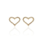 Brinco Coração Vazado Zircônia Cravejado Banhado a Ouro 18K