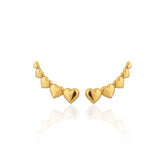 Brinco Ear Cuff Cinco Corações Médio Banhado a Ouro 18K
