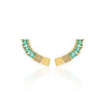 Brinco Ear Cuff Quadradinhos Zircônias Banhado a Ouro 18K