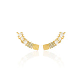 Brinco Ear Cuff Quadradinhos Zircônias Banhado a Ouro 18K