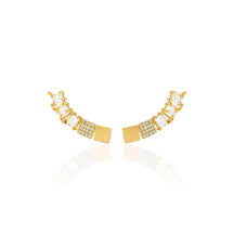 Brinco Ear Cuff Quadradinhos Zircônias Banhado a Ouro 18K