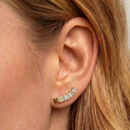 Brinco Ear Cuff Quadradinhos Zircônias Banhado a Ouro 18K