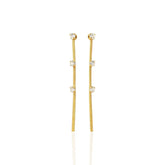 Brinco Fita Pedras Zircônias Cravejada Banhado a Ouro 18K