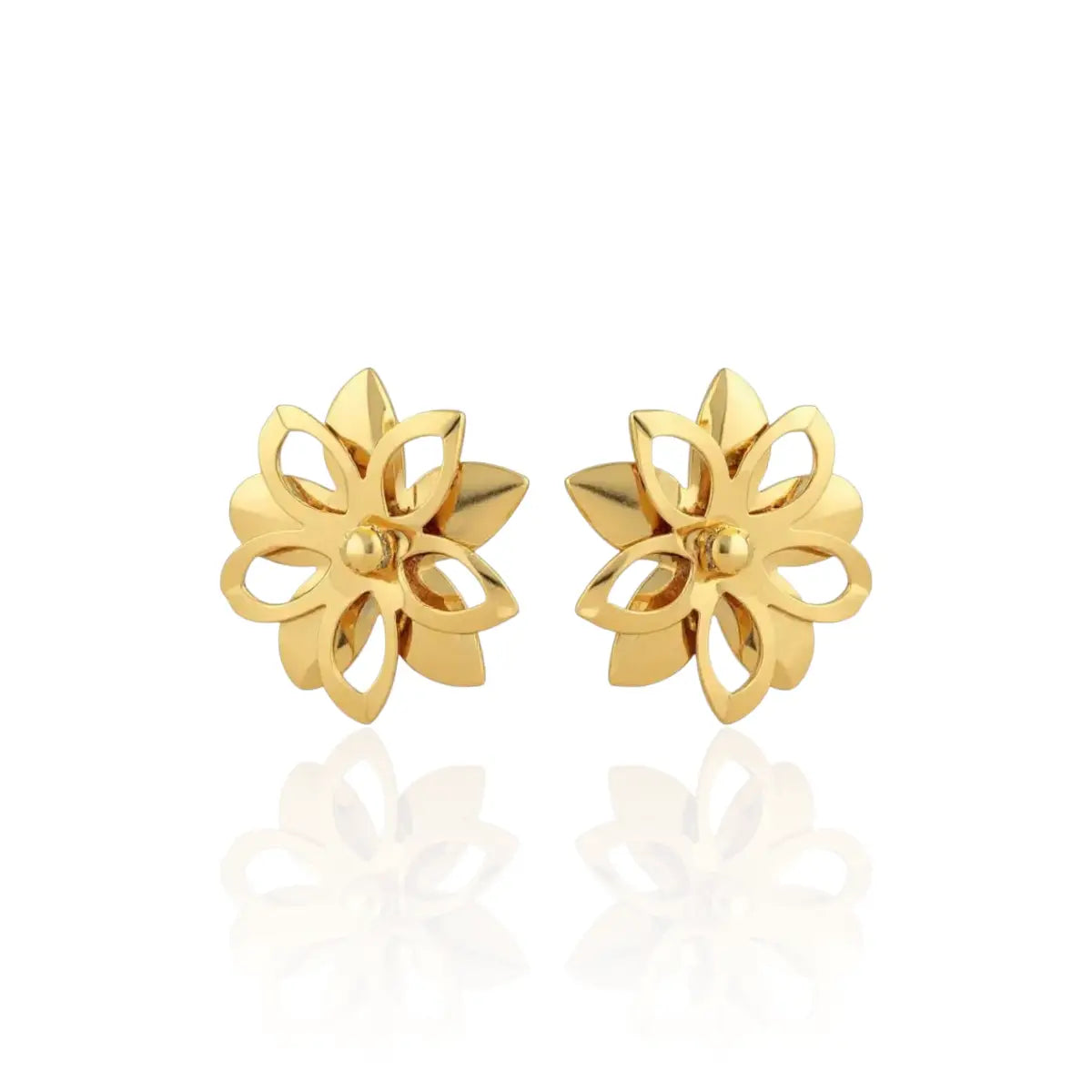 Brinco Flor Detalhado Médio Redondo Banhado a Ouro 18K