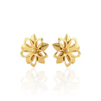 Brinco Flor Detalhado Médio Redondo Banhado a Ouro 18K